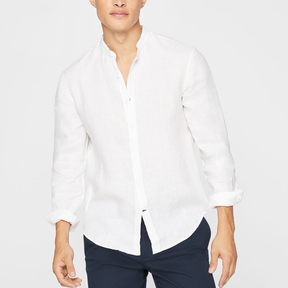 Band Collar Linen Shirt - Brand New - NEVER WORN - White